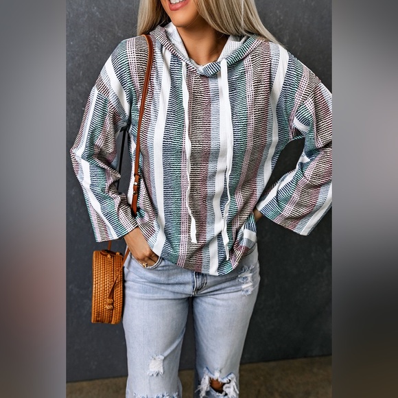 Striped Sweatshirt With Drawstring - Picture 2 of 4